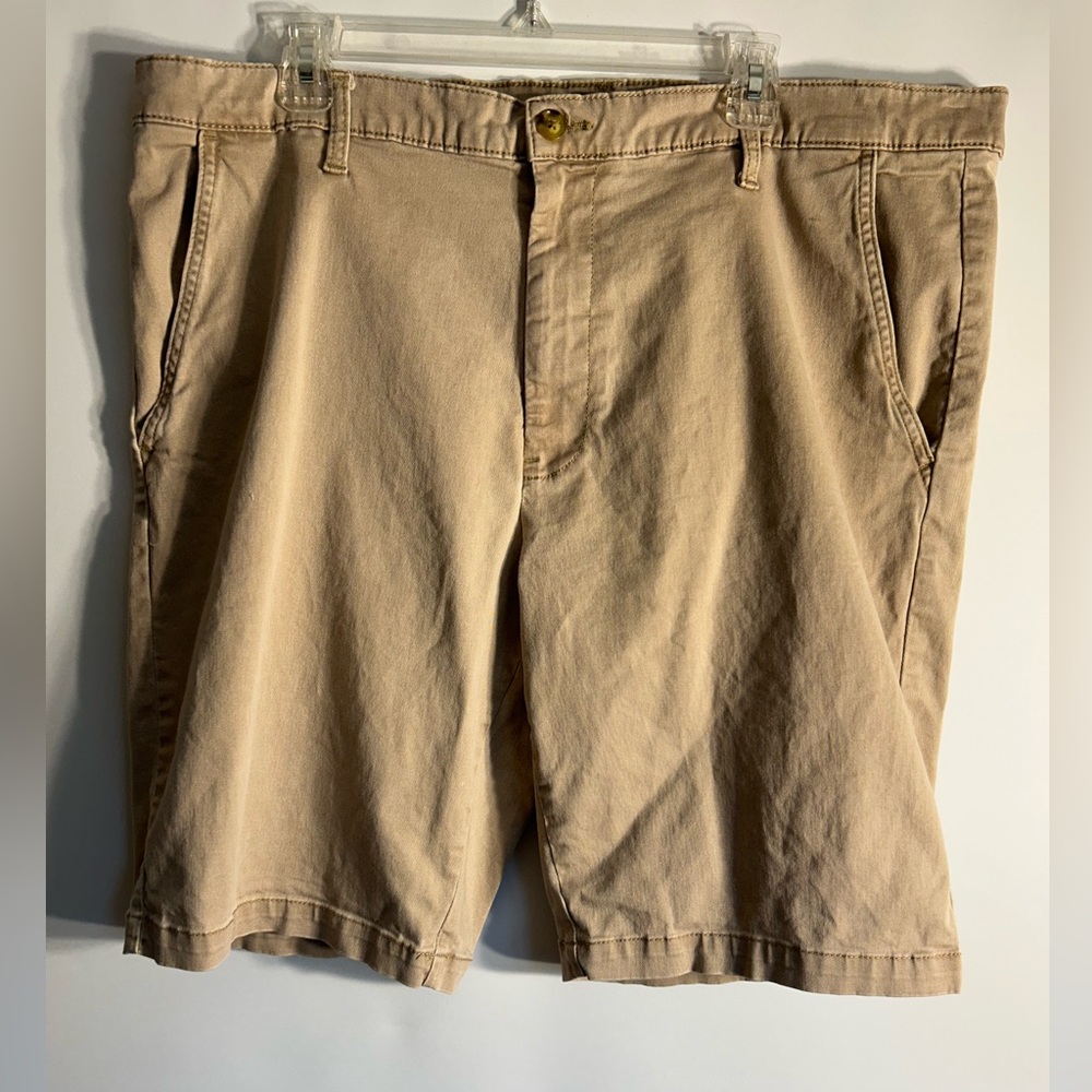 U.S.POLO ASSN.MENS ACTIVE/STRETCH KHAKI TAN COTTON 2% SPANDEX SHORTS SIZE W40